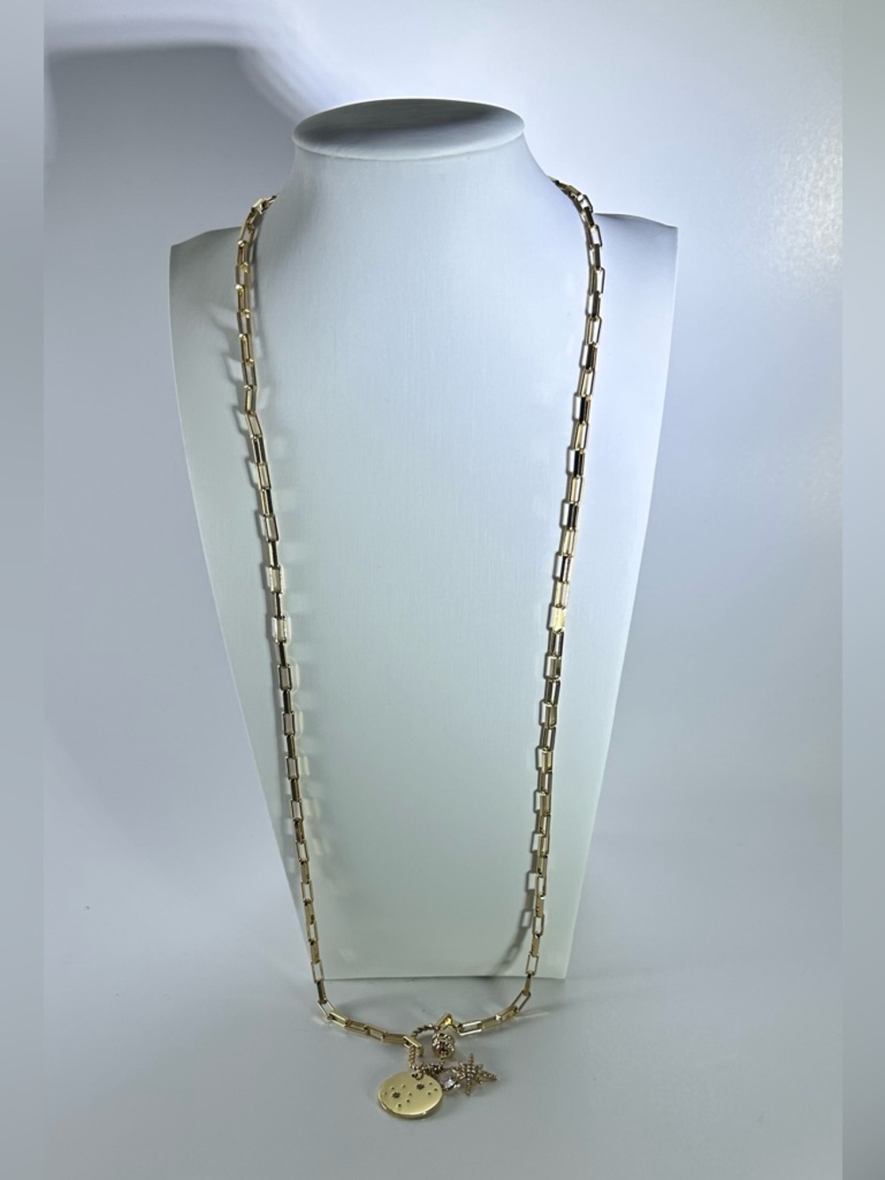 ettika Gold Starburst Crystal & Disc Charm Pendant Necklace - Picture 4 of 9